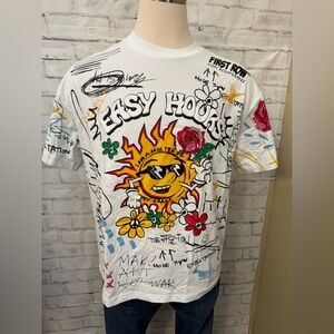 First Row Lemonade T‎ Shirt All Over Graphic Size Large White Art Rare New